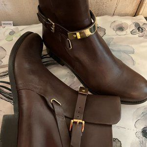 Michael Kors Leather  Ankle Boots Brown with gold accents womens size 9